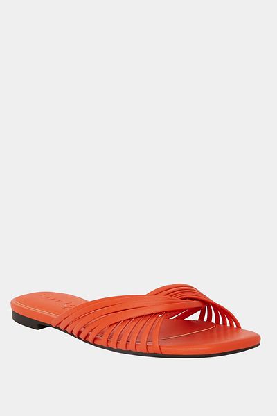 Katy Perry The Halie Interwined Slide Women's Red Cross-Strapped Slippers