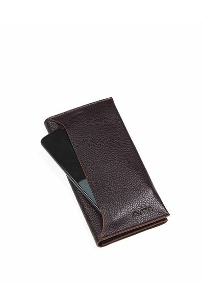 Aka Brown Leather Phone Holder Hand Wallet - 817 4