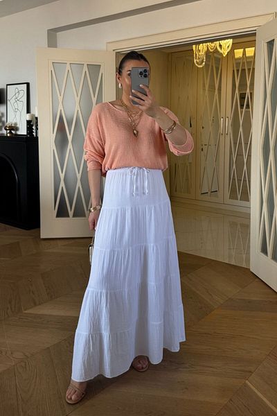 Tuba Butik Fusta lungă cu detaliu de dantelă în talie