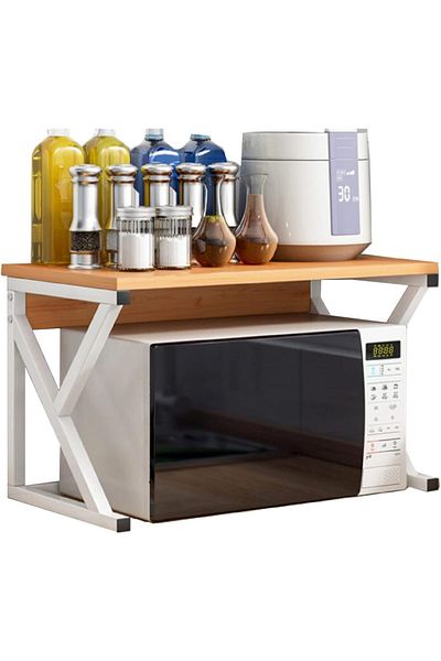 Quasar & Co. Universal Shelf, Microwave Safe, 54x37x34.5 Cm, Wood/Metal, White-Beige