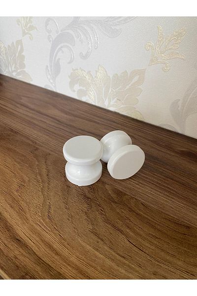 Sienta Home Decorative Natural Wood 12-Piece Button Cabinet Handle White