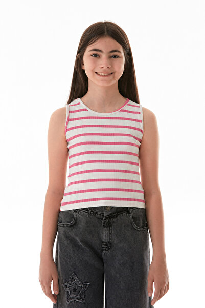 Fulla Moda Κορμάκι κοριτσίστικο κορμάκι με ριγέ κορδόνι με λαιμόκοψη