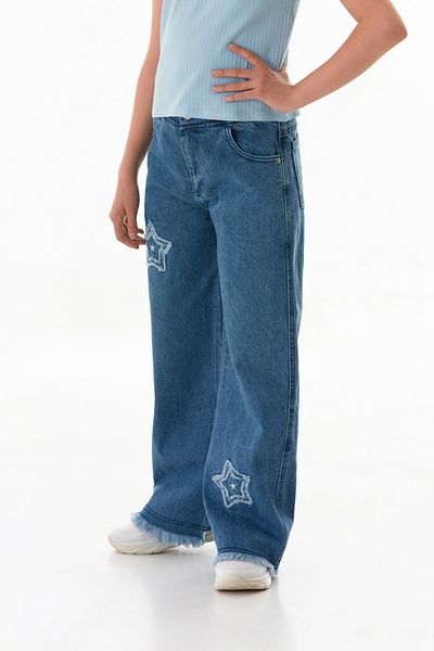 Fulla Moda Pantaloni pentru fete cu broderie cu 2 stele și talie elastică