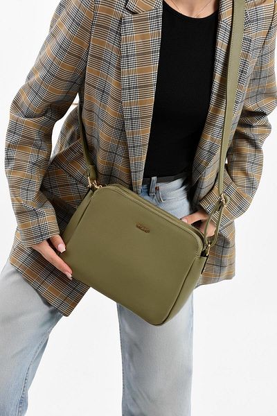 Getcho Bonny Women's Green Crossbody Bag Small Size Lightweight Soft Leather Adjustable Multi-Eye Zipper