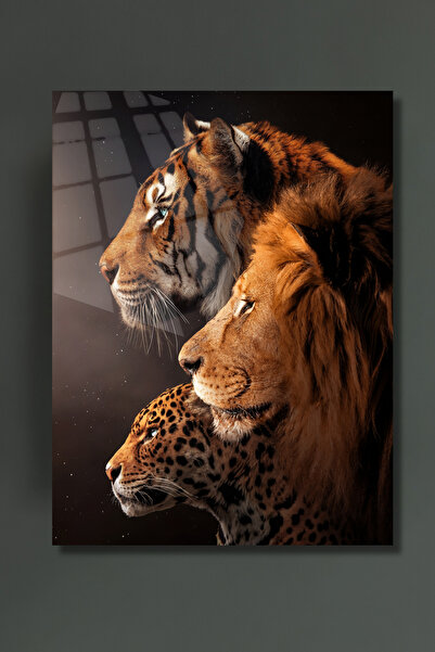 glassartdesign Tabloul cu Leu, Tigru, Gepard - Tablo Modern - Tablo pentru Salon