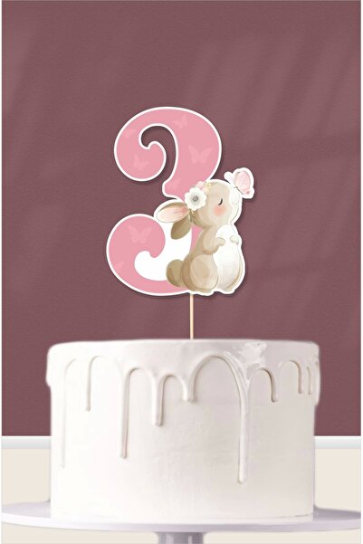 neşeli günlerim Temă iepure fluture 3 ani (trei) Ornament pentru tort *Hârtie...