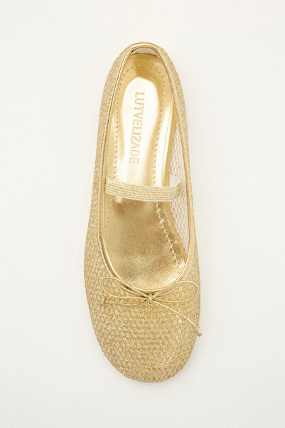 LUTVELIZADE Babet 2518 - File Detaylı Simli Altın Kadın Babet