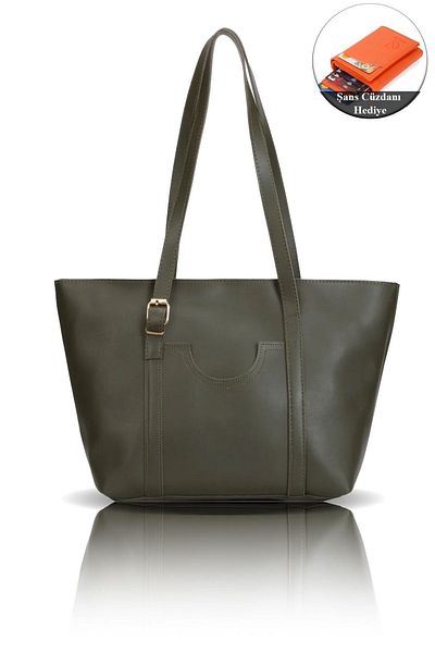 Av A Dos Wide Oversized Zippered Faux Leather Women's Hand and Shoulder Bag - Arm Bag