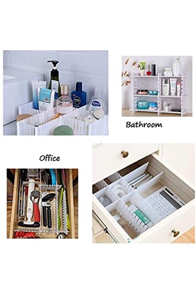 Generic 12PCS Adjustable Plastic Grid Drawer Dividers for Socks, Underwear, Stationery Storage – White