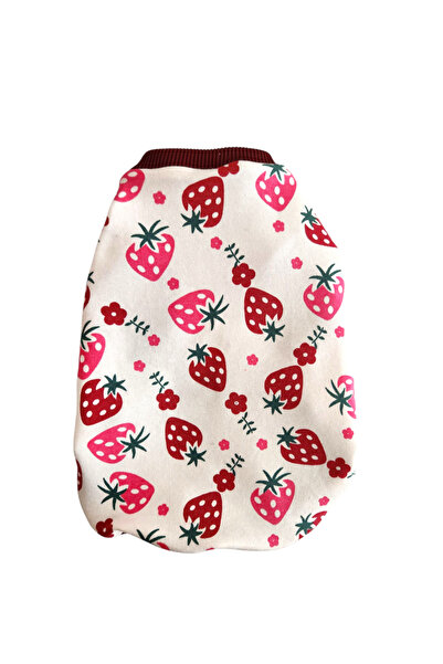 atelyu kedi köpek kıyafeti çilek desen tshirt