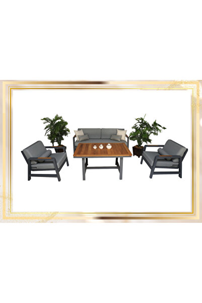 zerkaconcept Madera Alüminyum Bahçe Balkon Oturma Grubu 3+1+1+Masa Takımı