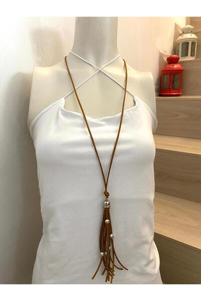 canan dizayn BOHEM PÜSKÜLLÜ UFAK BONCUKLU SÜET KOLYE TABA