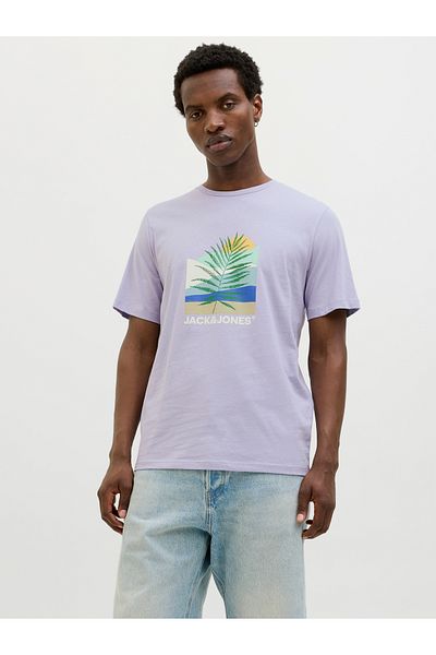 Jack & Jones Ανδρικό μωβ μπλουζάκι Jack Jones Jjbarbados Tee Ss Crew Neck 12269416 -19