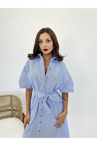 modaserdem Rochie de damă-albastru cu dungi albe