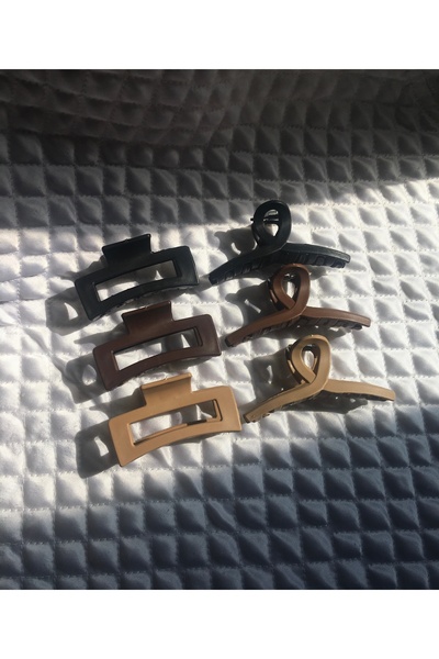 eklips مجموعة من 6 أبازيم متوسطة الحجم - ألوان بنية 1