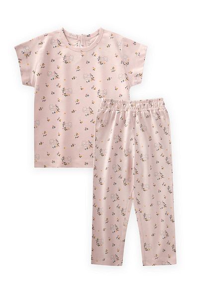 Cigit Σετ Πυτζάμες με σχέδια 1-7 Years Old Powder Pink