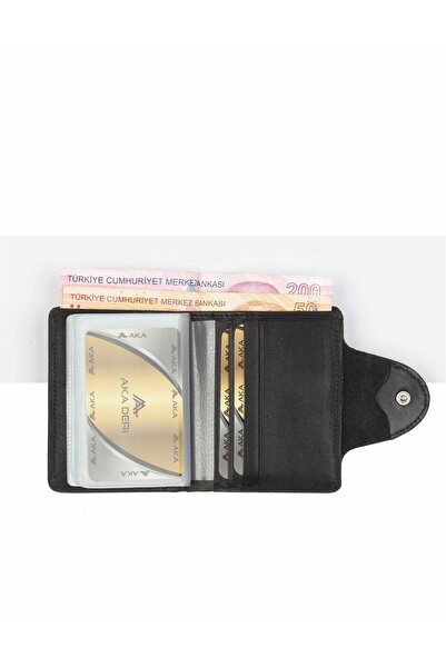 Aka Deri Black Leather Card Holder Wallet 057 1