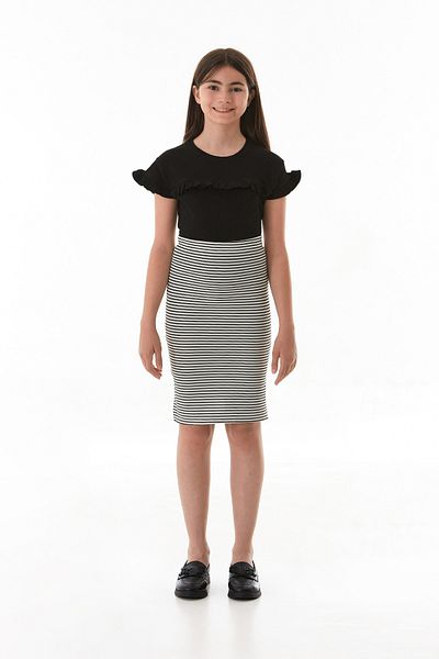 Fulla Moda Striped Elastic Waist Girl's Skirt