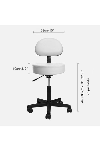 LA PERLA TECH Adjustable Medical-Massage-Beauty Stool with Removable Adjustable with Removable Backrest (white)