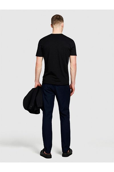 Sisley 100% Cotton V-Neck Slim Fit T-Shirt Men's Black T-Shirt - 324P3Wf0S4001