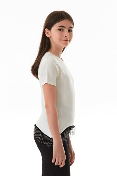 Fulla Moda Ribbed Waist Chain Girl's Bodysuit