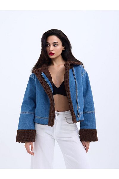 modaserdem Women's Coat-Blue