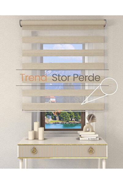 TREND STOR PERDE Sütlü Kahve Etek Dilimsiz Zebra Stor Güneşlik Perde