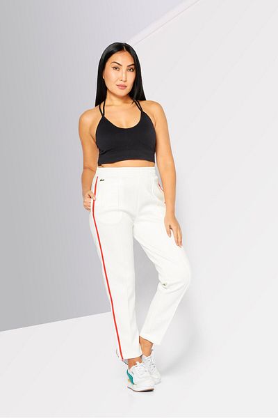 Lacoste Women Regular Fit Side Tape Seamed Track Pants, White