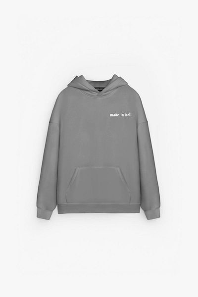 ablukaonline Hanorac cu glugă premium cu imprimeu „Made In Hell” unisex, gri