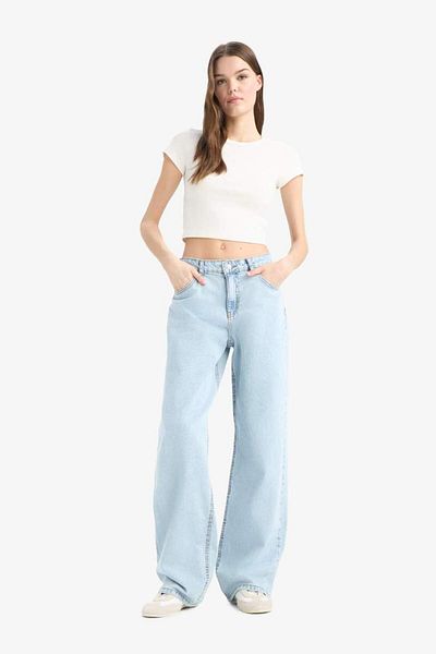 DeFacto Nou sezon Pantaloni lungi din denim drepti, cu talie înaltă, cu picioare drepte