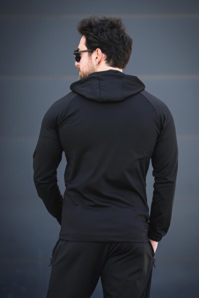 Oksit Remi Slim Fit Dalgıç Kumaş Kapüşonlu Fermuarlı Erkek Eşofman Takımı