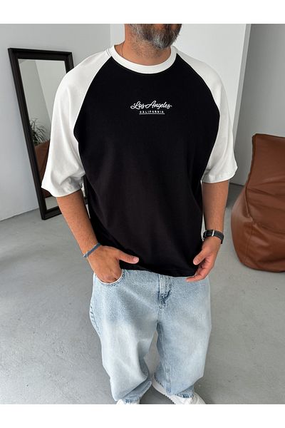 BYBASICMAN Black La California Piece Oversize T-Shirt Pm-042