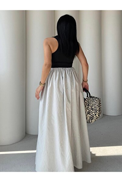 HARMONY GLOBAL Γκρι Bolit Bol Cutout Καλοκαιρινό Μακρύ Φόρεμα 7317