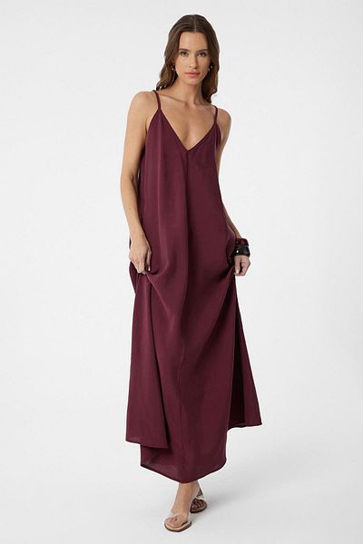 Antioch Burgundy Strappy Modal Long Women's Dress
