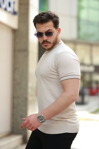 Kokosh moda Ανδρικό μπλουζάκι με ριμπ κοντομάνικο λαιμόκοψη