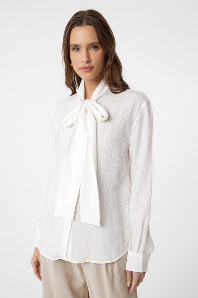 Antioch Ecru Women's Shirt with Scarf Collar