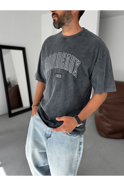 BYBASICMAN Black Bordeaux Washed Oversize T-Shirt Pm-139