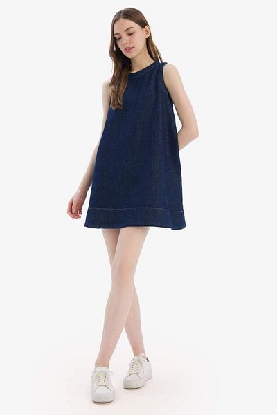 DeFacto Fashion Fit Crew Αμάνικο Μαλακό Τζιν Φόρεμα D8257ax25sm