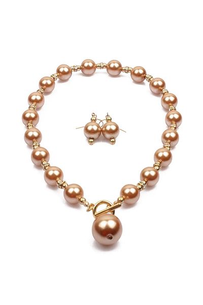 SIC MODA Pearl Necklace and Earrings Set SIC MODA 5675C