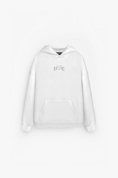 ablukaonline Premium Unisex Oversize φούτερ εκρού με κουκούλα - Hype Printed