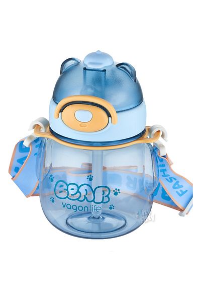 Vagonlife Vagonli̇fe 650 ml Water Bottle with Straw and Neck Strap Blue