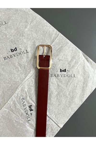 Babydoll Bag Women's Rectangular Gold Buckle Classic Belt, Dress Belt, Shirt Belt, Trouser Belt