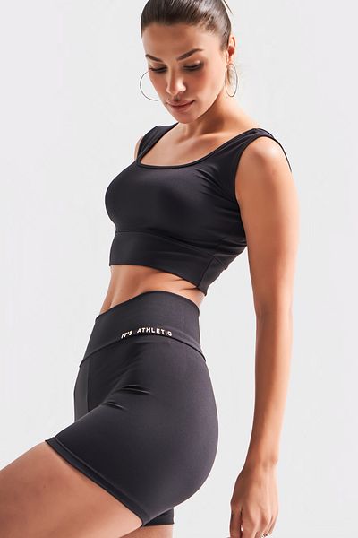 its basic Women's Black Ecru Color Leggings Sports Bra T-Shirt Super Stretchy 3-Piece Set Together Suit