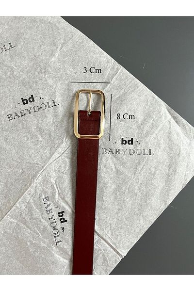 Babydoll Bag Women's Rectangular Gold Buckle Classic Belt, Dress Belt, Shirt Belt, Trouser Belt