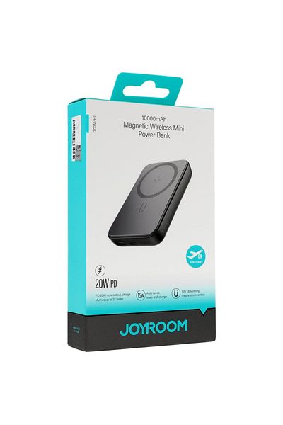 Joyroom باور بانك صغير مغناطيسي لاسلكي للشحن 10000 مللي أمبير/ساعة، أسود