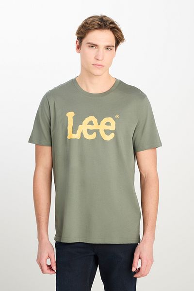 Lee 100% Cotton Regular Fit Regular Cut Crew Neck Khaki T-Shirt