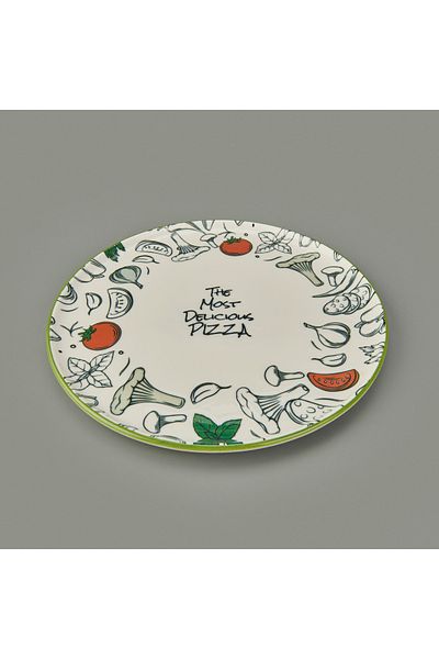 Evidea Kitchen Gourmet the Most Delicious Pizza Plate - Cream / Black - 30 cm