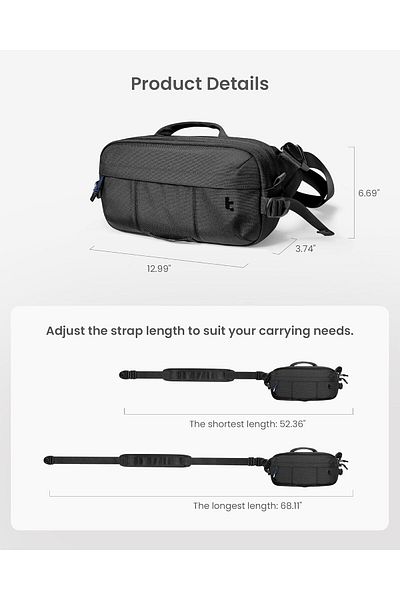 Tomtoc Wander-T26 5.5L Sling Bag, Heavy Duty Crossbody Bag for Men/Women, Tactical Carry Chest Daypack