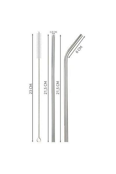 OEM Set de 8 paie reutilizabile, oțel inoxidabil, dimensiune 21,5 cm, culoare argintie