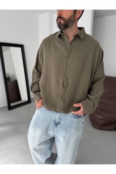 BYBASICMAN Khaki Gabardine Fabric Basic Shirt Jj-172/246